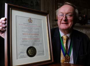Coun David Lloyd-Williams, has been made an Honorary Alderman of North Yorkshire in recognition of his long service.
