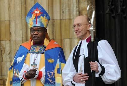 The new Bishop of Whitby, Martin Warner after his consecration at York Minister by the Archbishop of York, Dr John Sentamu.