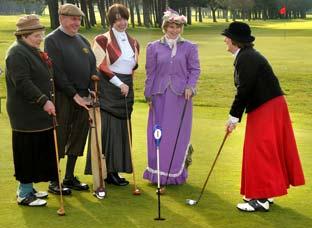 Muriel Field, Keith Manning, Linda Gurnell, Emily Newman and Isabel Rogerson get dressed up for Malton and Norton Golf Club’s centenary celebrations.
