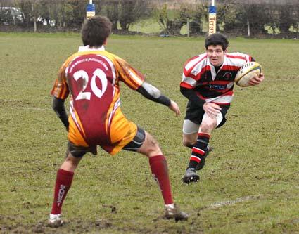 Malton and Norton winger Henry Newitt makes a break in the team's stunning 23-19 victory over Yorkshire One leaders Wheatley Hills on Saturday.
