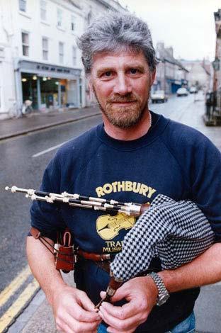 John Lake, an expert in the Northumbrian Pipes, at the Malton Folk Festival.