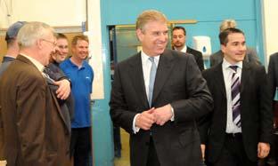 The Duke of York looks around the Ellis Patents facory, in Rillington, with, right, operations manager Danny Macfarlane.