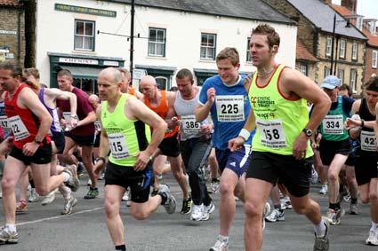 Runners head off through the streets of Kirkbymoorside during the 10k race.