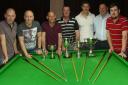 DOUBLE WINNERS: Snooker league and cup winners Malton ‘A’, from left, Lee Taylor, Roger Ward, Dominic Spiteri, Phil Hart, Steve Beal, Steve Pawson and Dan Pawson