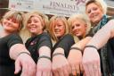 Goodys Hairdressers in Malton with their Louby’s Lifeline wristbands, from left, Louise Pearson, Natalie Abbey, Janice Woods, Steph Bean and Nichola Dale