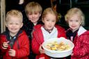 Joseph, Seth, Rowan and Annabell from the House Martins Day Nursery in Malton who were selling cakes and bracelets to raise money for Louby's Lifeline appeal.