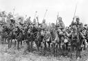 Indian cavalry of the 20th Deccan Horse in the Carnoy Valley shortly before their unsuccessful attack at High Wood during the Somme offensive, July 14, 1916