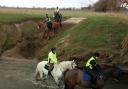Riders on the Ride Yorkshire guided ride traversing the river at the Cowl Dyke Wath     Picture: Bill Tait