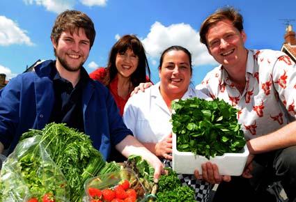 From left: Elis Bucher, Sarah Lally-Marley, Sophie Legard and Tom  Naylor-Leyland  prepare for the  Malton Food Festival this weekend.