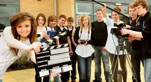 Katy Midgley, left, and fellow Norton College students who have reached the final of a national film competition, In The Can.