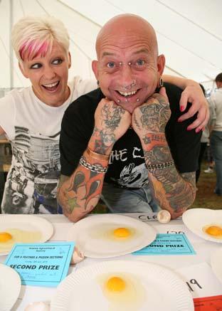 Colin Remmer and Sue Brammer get egg-cited by the fur and feather section of the Malton Show.
