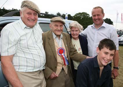 The Richardson family at Malton Show who have been successfully breeding Champion Shire Horses for four generations. They are from left; Francis, aged 64, Frank, aged 93, with Beryl who will be 90 in August, Mark, 34 and Harry, aged 11. 