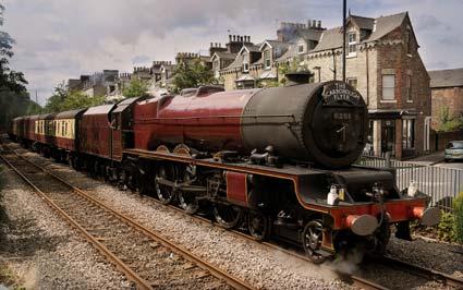 The Princess Elizabeth locomotive steams past Grosvenor Terrace, York, on the way to Scarborough. 