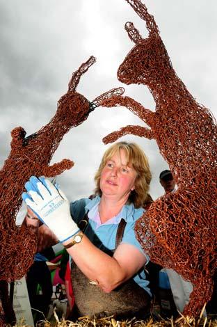 Susan Nichols of Fridaythorpe with her handmade wire sculptures.