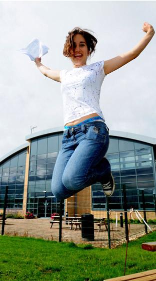 Norton College pupil Cara Atkinson celebrates her GCSE success.  