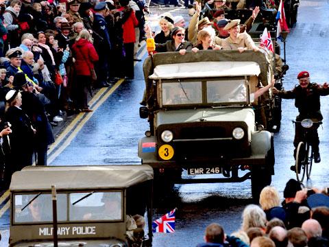 The military parade goes through the streets of Pickering