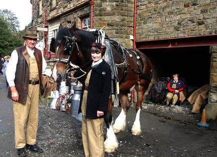David Hesketh of Burythorpe and Penny Johnson of Yearsley with Prince a working shire horse
