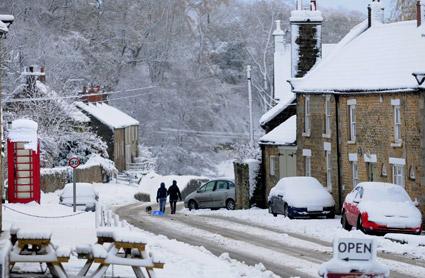 Ryedale under a blanket of snow during the first icy blast of the winter.