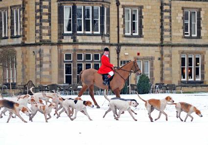 Members of the Middleton Hunt arrive at the Old Lodge in Malton.