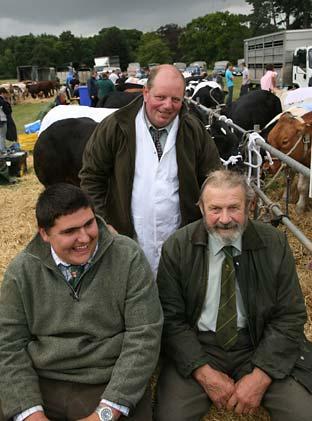 Andrew Scarborough, back, Will Lovely, left and Tony Potter, right, at Malton Show where they all presented beef cattle
