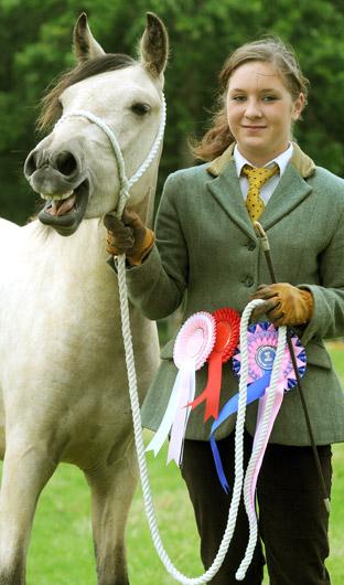 Natalie Vincent with her two-year-old New Forest pony, Fernykanap Primrose, who won best in breed. 