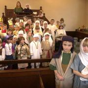 Pupils at Gillamoor Primary School rehearse their traditional nativity in 2004