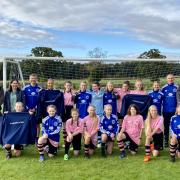 Old Malton Under 13s girls football team, managed by Nick Drew