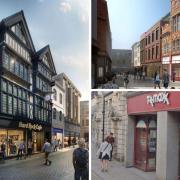 Plans for the Hard Rock Cafe in Coney Street, York, and, bottom right, the TK Maxx that formerly occupied the site