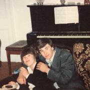 Me in our 'posh' room with my brother Andrew in 1970 celebrating his 18th birthday. We were allowed in the room on special occasions, or sometimes to play our records too loudly on the radiogram.