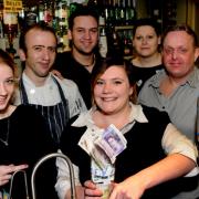 Staff at the Crown Inn in Hutton-le-Hole celebrate are having their tips replaced. Pictured with landlord Jake Leonard, far right, are Penny Wright, James Dowson, Jason McLaren, Sian Banasik and Natasha Harrison