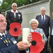 Members of the Royal British Legion, from left, Shaun Brosman, John Woodward, Margaret Preston, David Tolson and Paul Farndale, at Malton War Memorial preparing for the Lights Out campaign to mark 100 years since the start of the First World War