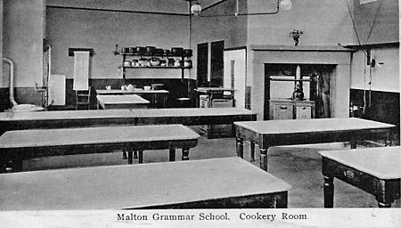 The cookery room at Malton School.