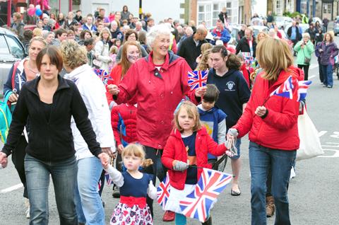 Fancy dress entrants in the  Kirkbymoorside Jubilee parade on Sunday