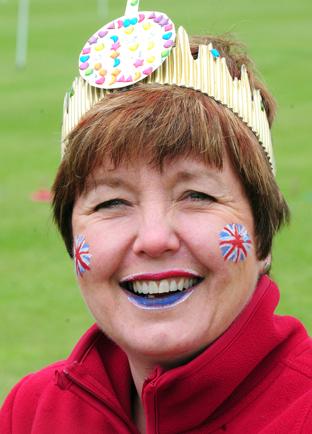 Heather Dolan in royal mood at the Sherburn, near Malton, village Jubilee party on Sunday