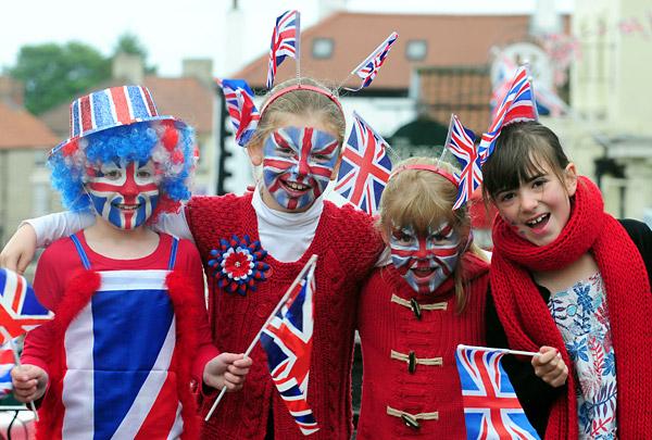 Fancy dress entrants before the Kirkbymoorside Jubilee parade on Sunday. They are from the left,Megan Wentworth, aged 7, Cally Cussons,7, Nomily Cussons,5 and Charlotte Hickman,7