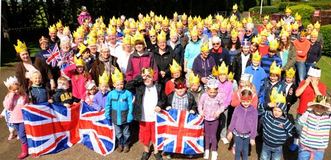 The Campers at the Camping and Caravanning Club Site at Bracken Hill, Sheriff Hutton who joined 101 sites in a world record attempt for the most people wearing paper crowns.