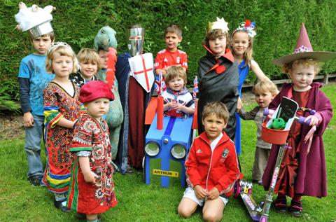 Children enter a fancy dress diamond jubilee  competition at The White Horse pub Ampleforth