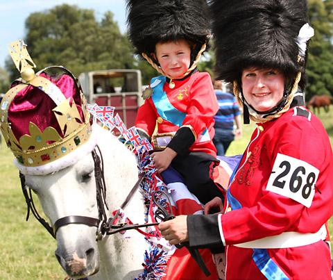 Rachel Hall, with her son William on A-J, who won the Fancy Dress Class at Malton Show for their Jubilee Costume. 
