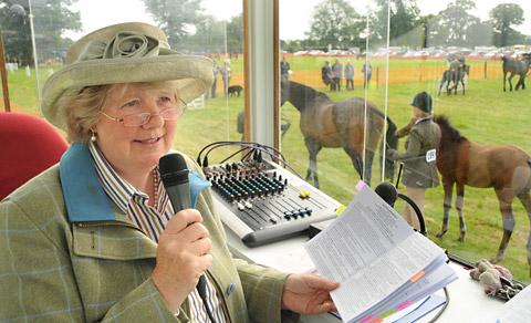 Commentator Christine Barber in her customary spot  at Ryedale Show