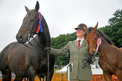  Louise Smales with Hunter Mare Breading Champion and Championship winner Dutch Minnitou and foal Cornish Aurora