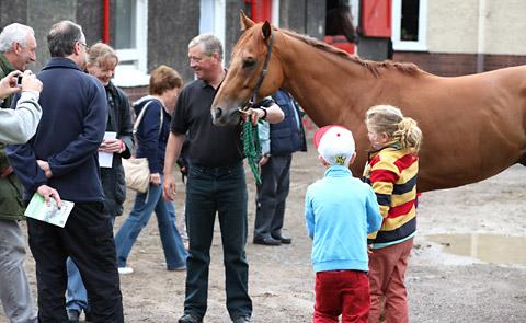 Graham Gray, Travelling Head Lad at John Quinn's stables with New Planet at Malton Stables Open Day. 