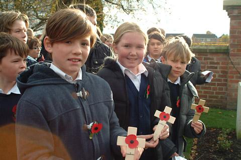 Pupils from Longman’s Hill County Primary School, who placed crosses on war graves in Selby 