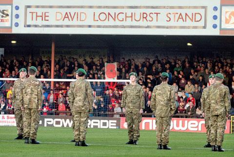 York City fans pay their respects at Bootham Crescent on Saturday, ahead of City’s game with AFC Wimbledon