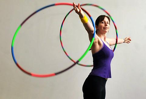 Jenni Ingham is pictured
practising with her hula hoops at the British Juggling Convention in Pickering. 