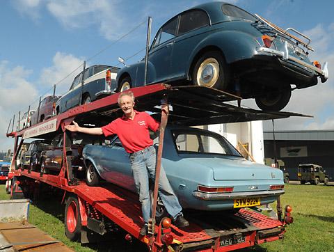 George Richardson with his 1973 ERF car transporter complete with seven cars 