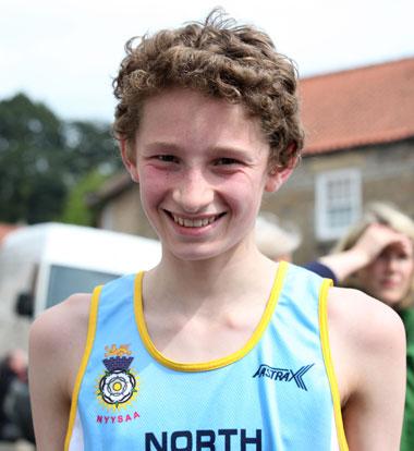 Thirteen year old Nathan Smith who won the 4k Teen race at Kirkbymoorside in 12 minutes 55 seconds. 