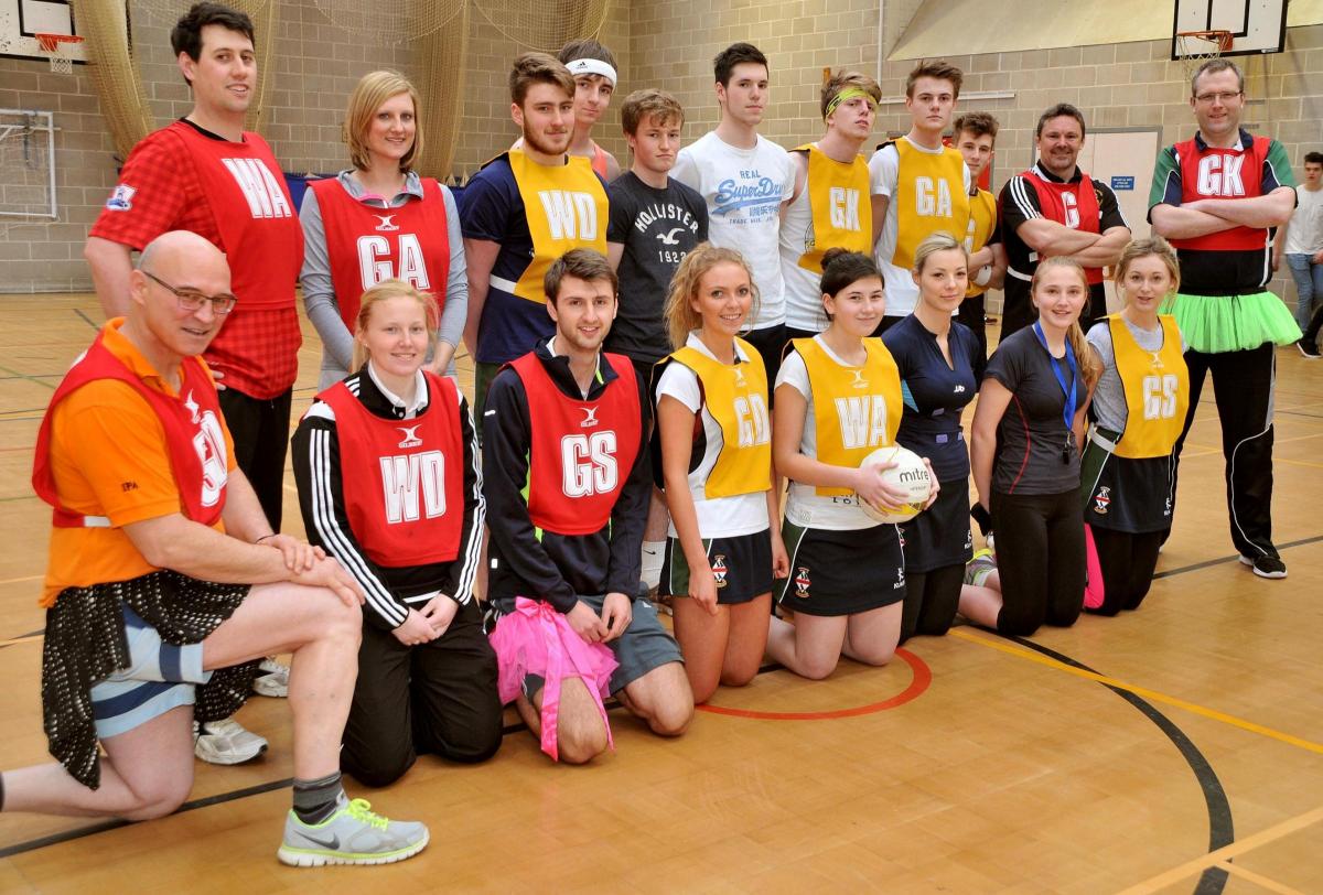 2015: Lady Lumleys School Red Nose Day events have been held through the week. Pictured is the teacher pupils netball match. Picture: David Harrison.