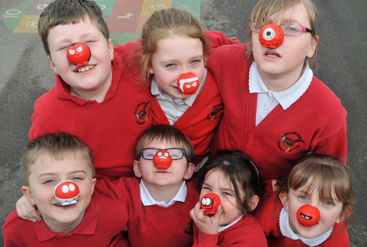2015: Rillington Primary School pupils ready for Red Nose Day. Picture: David Harrison.