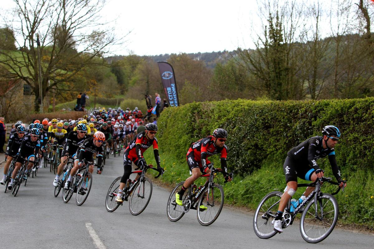 The peloton pass through Hackness.  Photo: Richard Sellers/PA Wire.