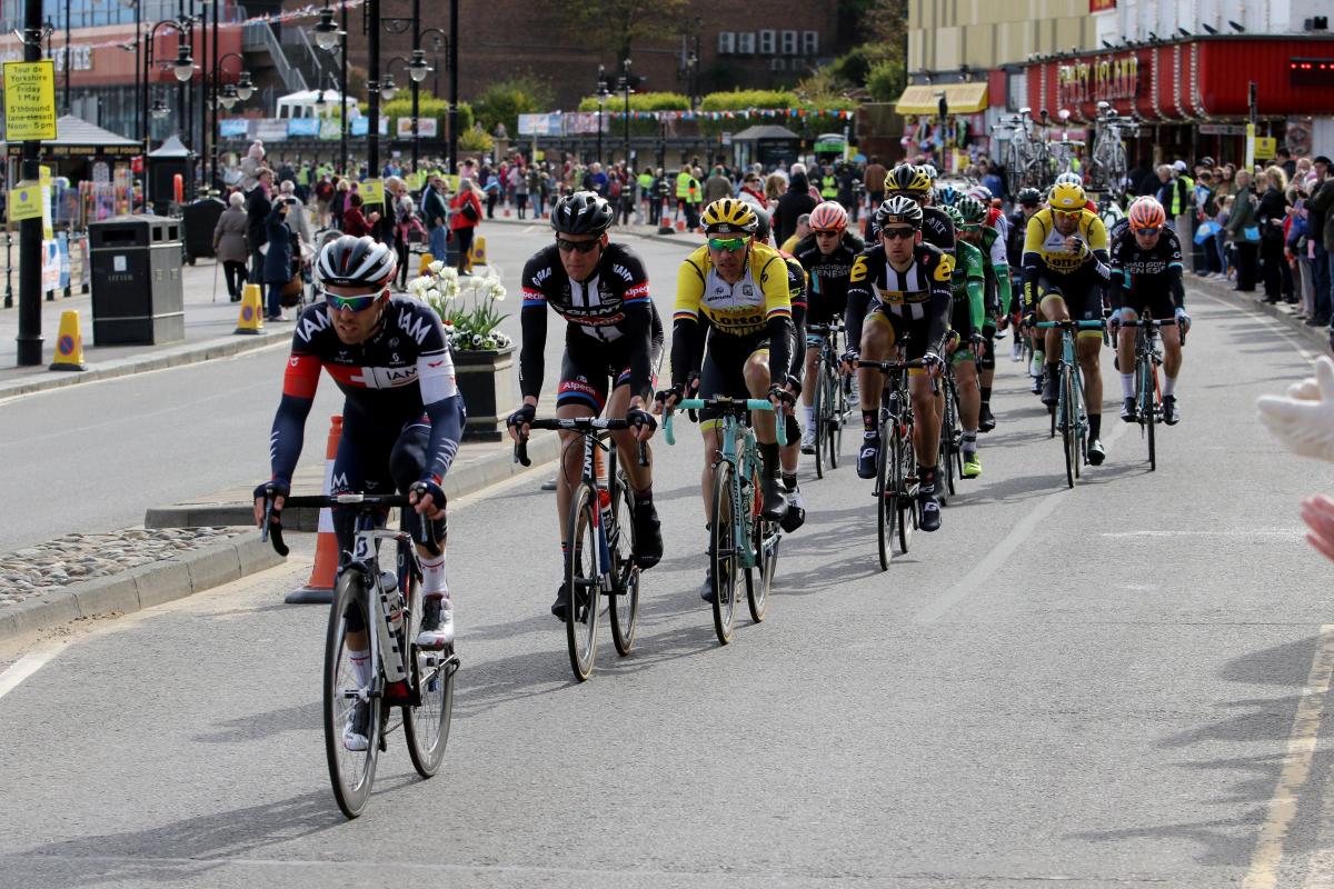 The leaders race in Scarborough. Photo: Richard Sellers/PA Wire.